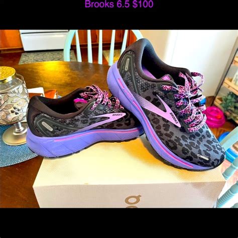 purple leopard print brooks shoes